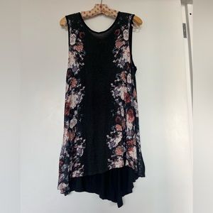 Silence + Noise black floral tunic dress/shirt